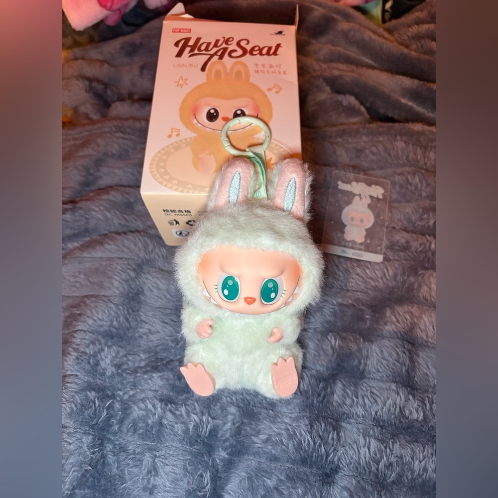 Labubu have a seat ququ keychain bag charm